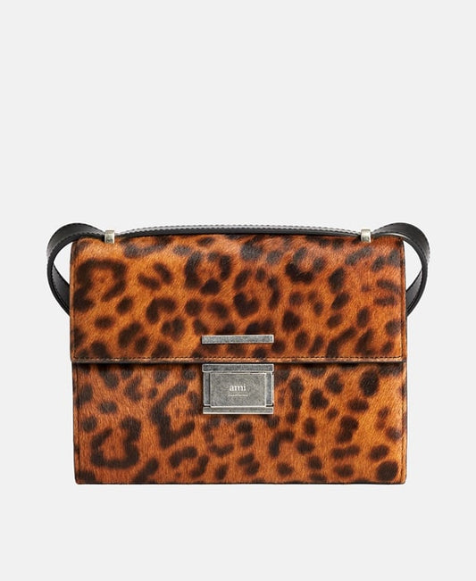Ami Paris Leather cross body bag Tan