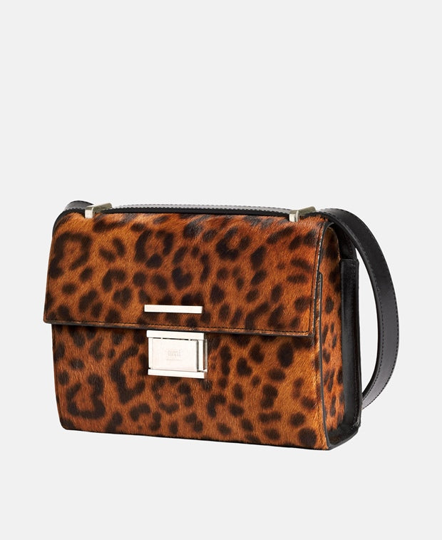 Ami Paris Leather cross body bag Tan