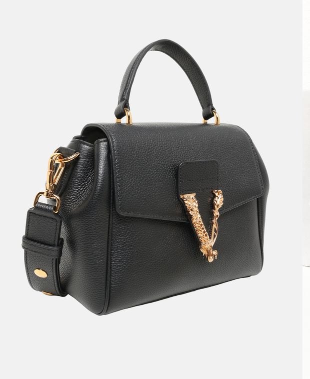 Versace Virtus Leather handbag Black