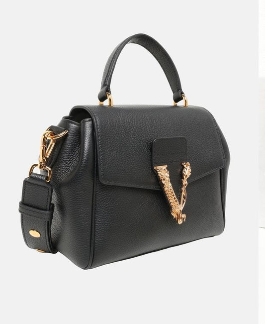 Versace Virtus Leather handbag Black