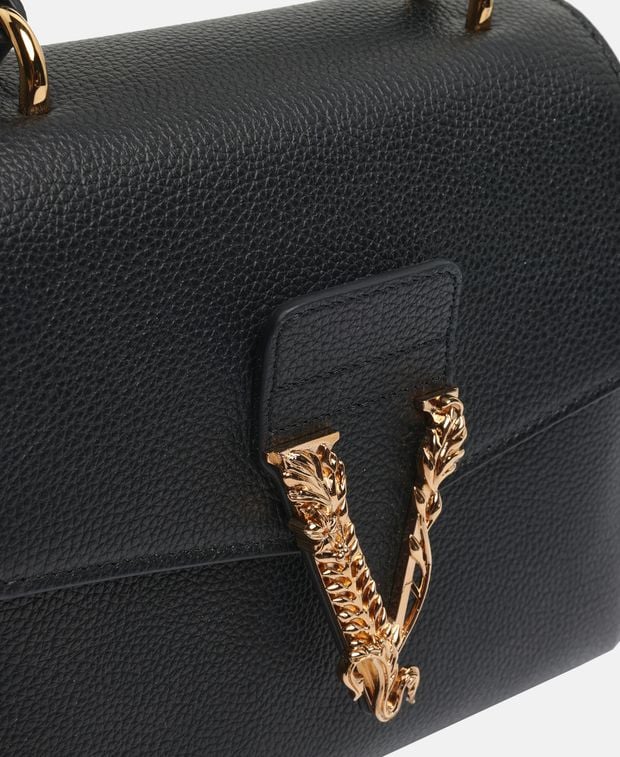 Versace Virtus Leather handbag Black
