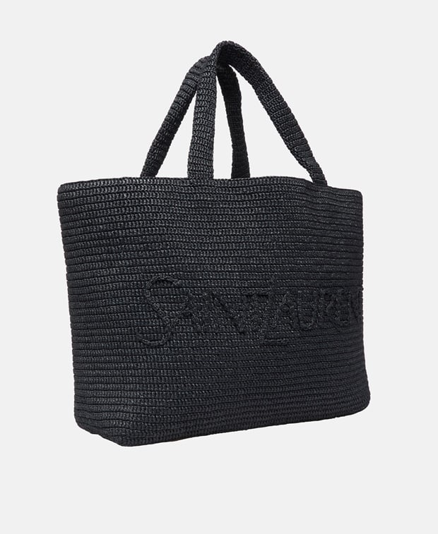 Saint Laurent Rafia Tote Bag Black