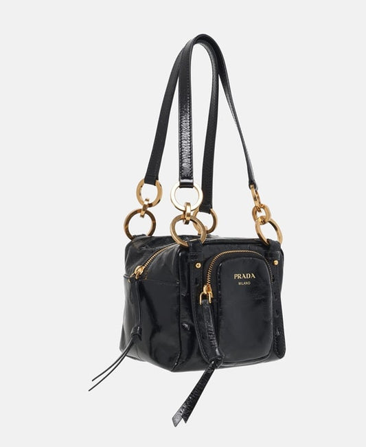 Prada Mini Dangle Leather shoulder bag Black