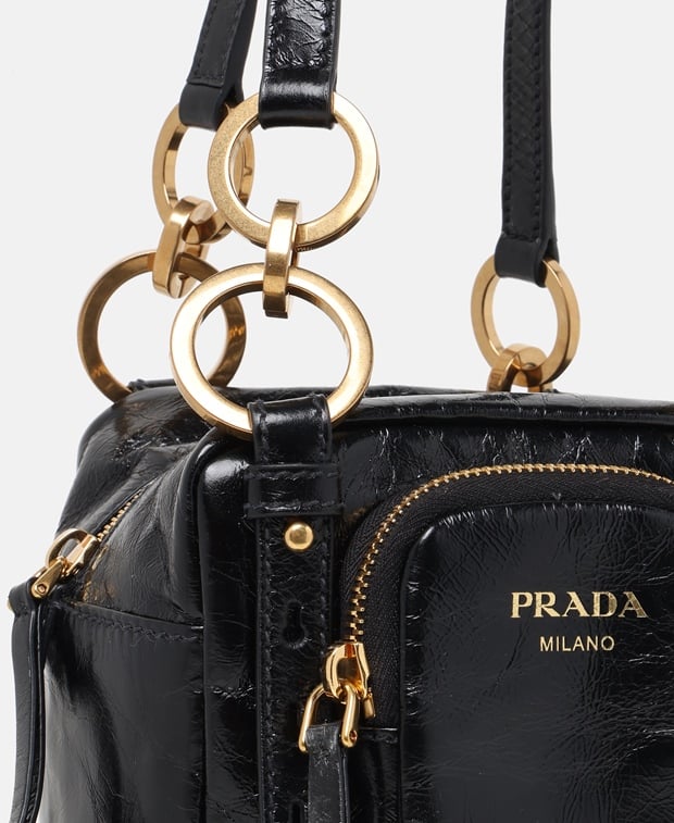Prada Mini Dangle Leather shoulder bag Black