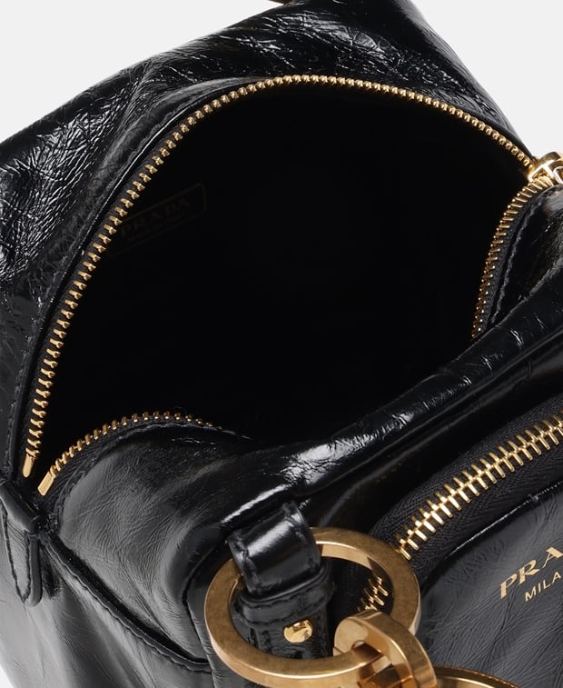 Prada Mini Dangle Leather shoulder bag Black