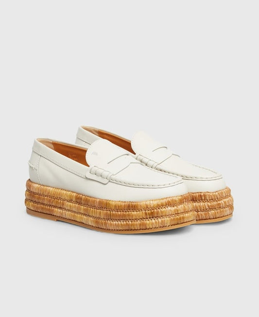 Tod's Zeppa Rafia Platform espadrilles Ecru