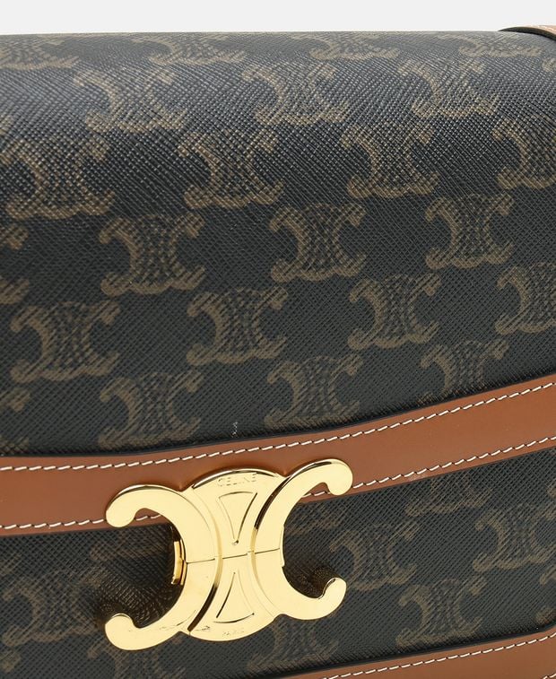 Celine Triomphe Leather cross body bag Dark Brown