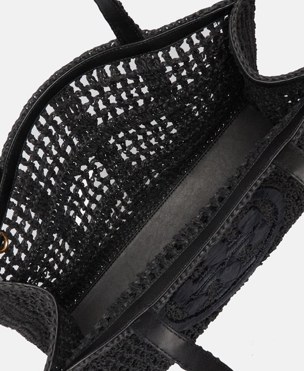 Tory Burch Ella Hand-Crocheted Tote Bag Black