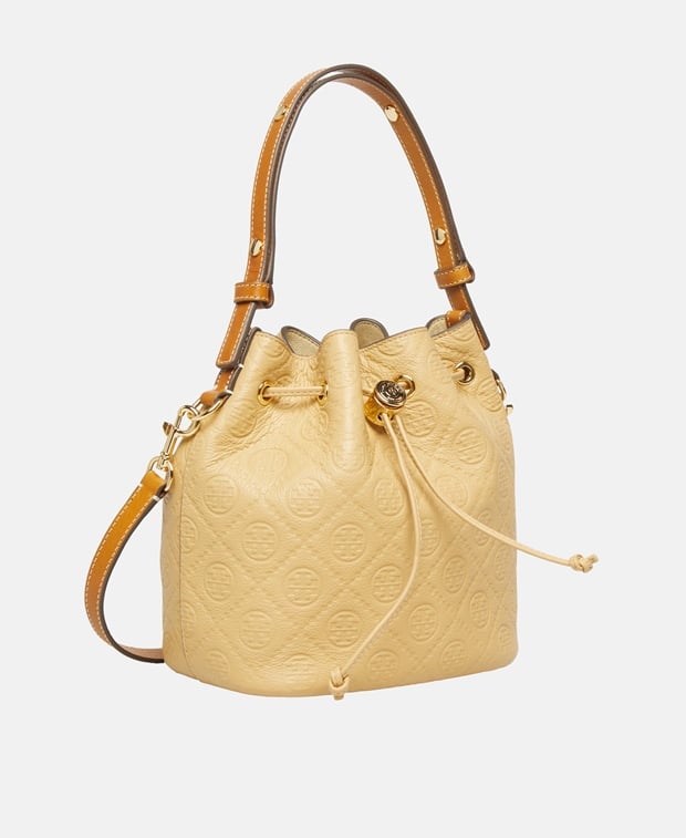 Tory Burch T Monogram Pebble Handbag & Pouch Beige