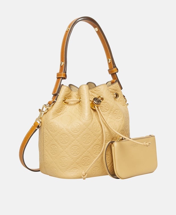 Tory Burch T Monogram Pebble Handbag & Pouch Beige