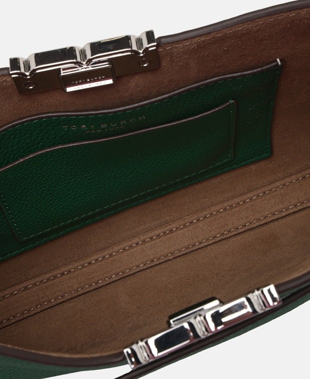 Tory Burch Eleanor Leather shoulder bag Dark Green