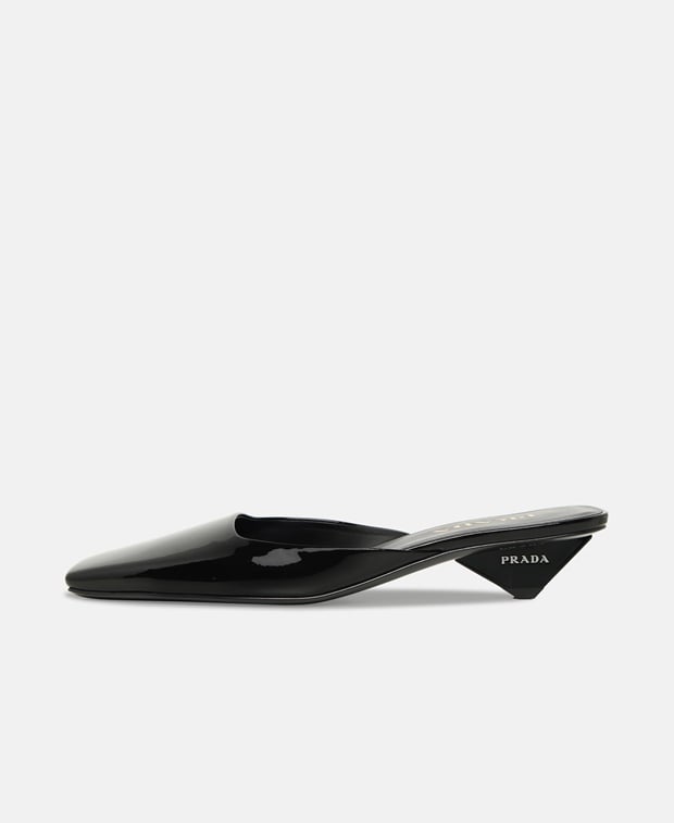 Prada Vernice Mules Black