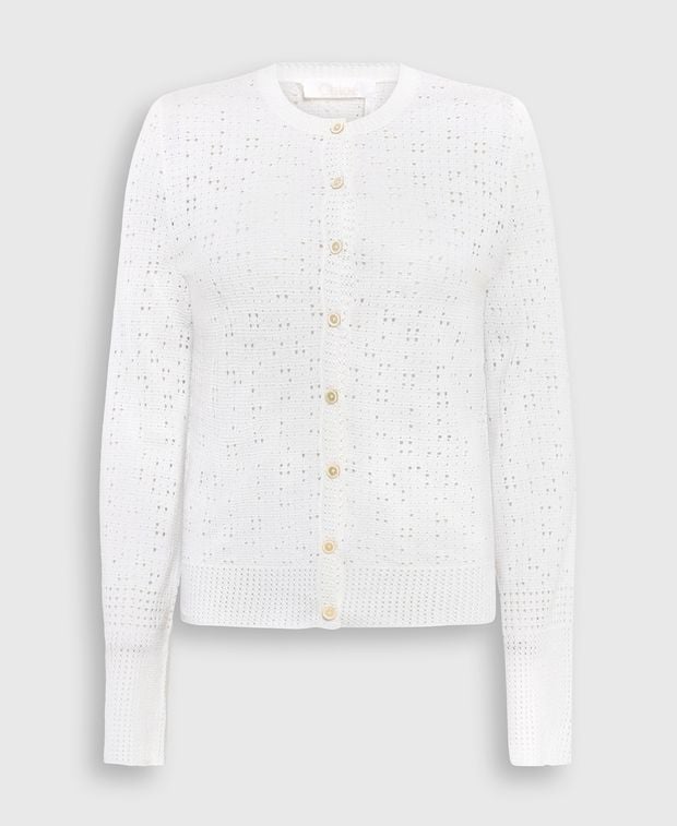 Chloé Cashmere-blend cardigan White Gold