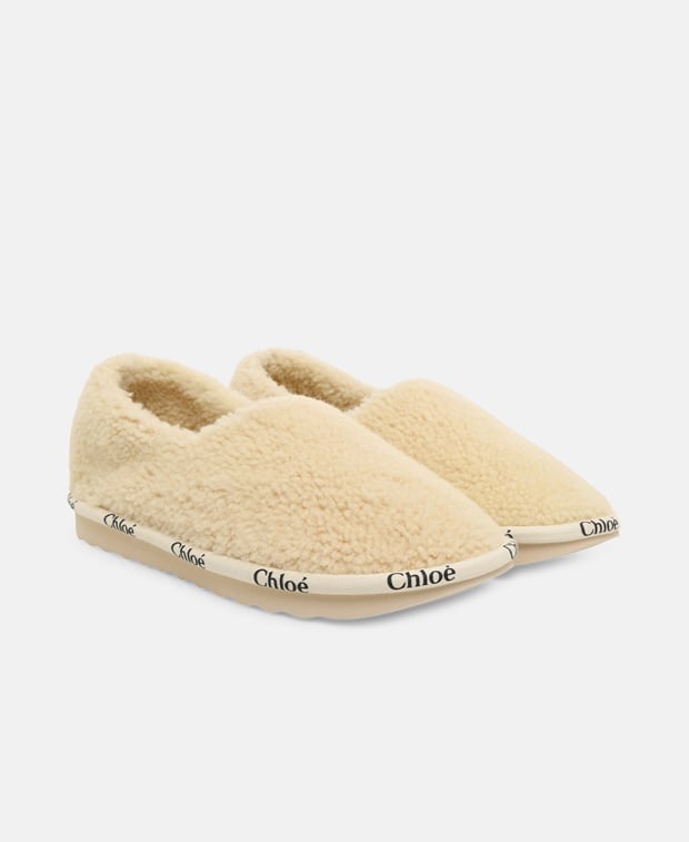 Chloé Woody Slippers Beige