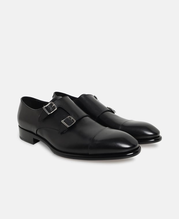Doucal's Fibbia Double monkstraps Black