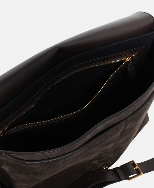 Tom Ford Ebony Leather cross body bag Brown