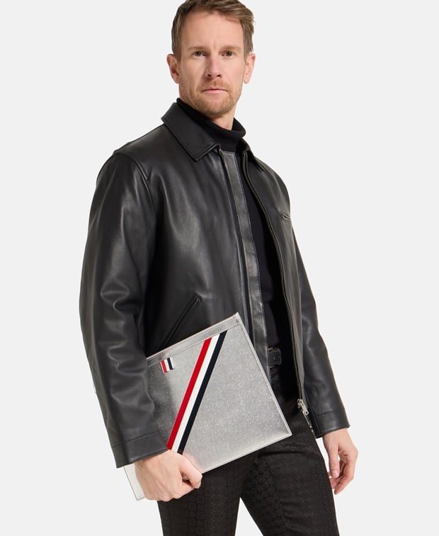 Thom Browne Leather tablet bag Silver