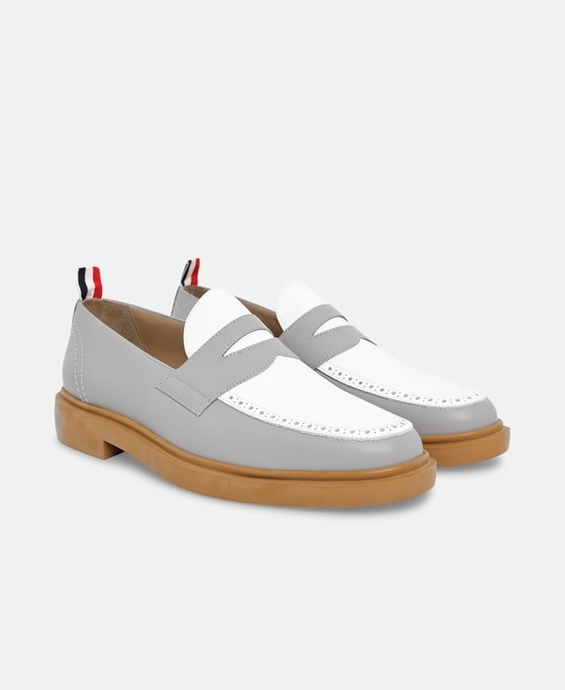Thom Browne Penny Loafers Light Grey