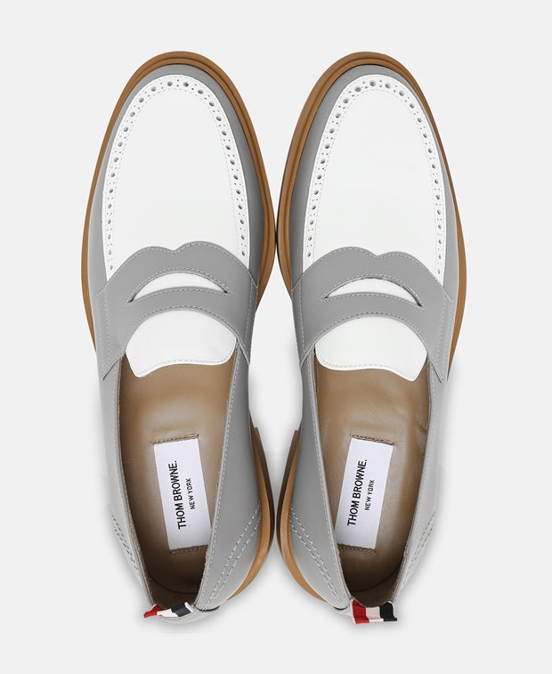 Thom Browne Penny Loafers Light Grey