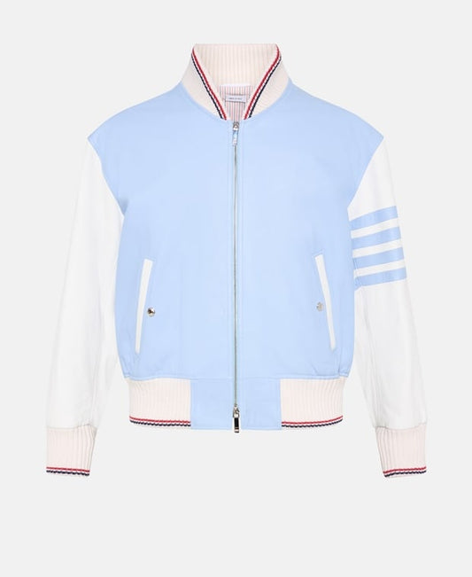 Thom Browne Leather blouson Light Blue