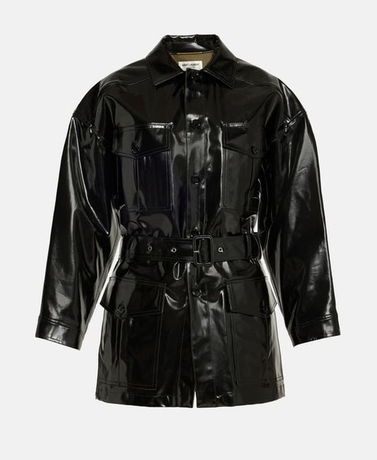Saint Laurent Leather-look jacket Saharienne