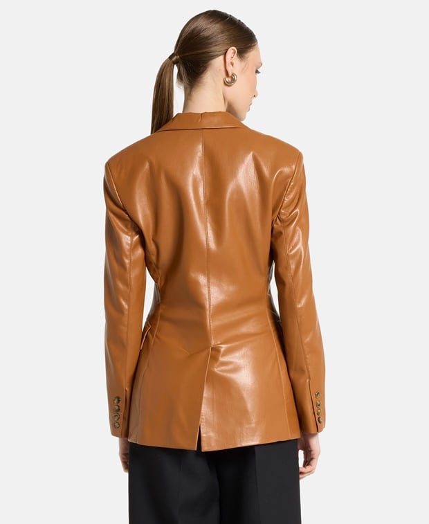 Nanushka Leather-look blazer Brown
