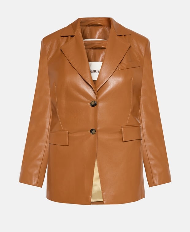Nanushka Leather-look blazer Brown