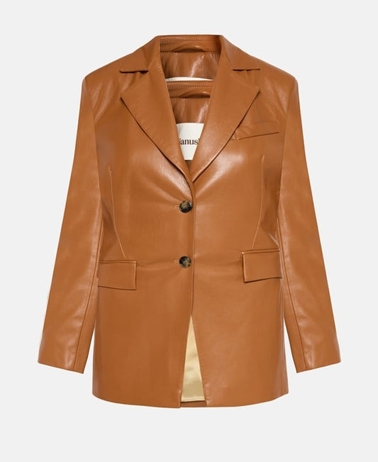 Nanushka Leather-look blazer Brown