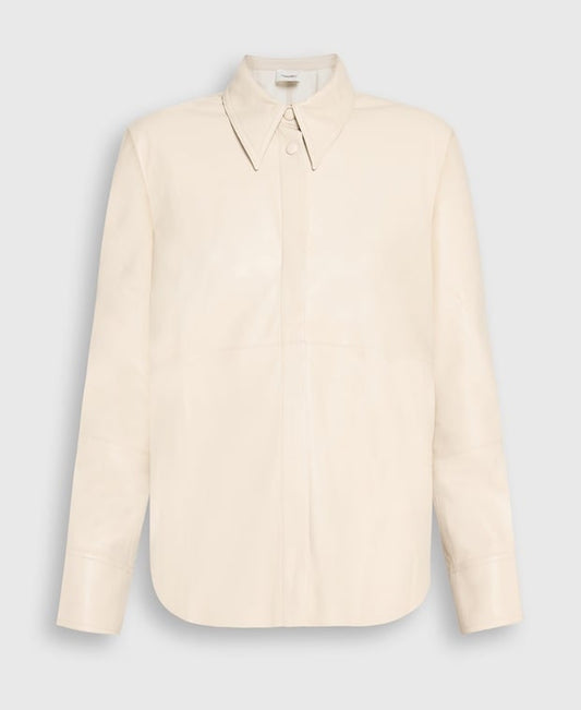 Nanushka Leather-look blouse Greige