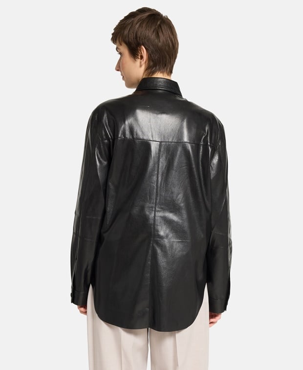 Nanushka Leather-look blouse Black