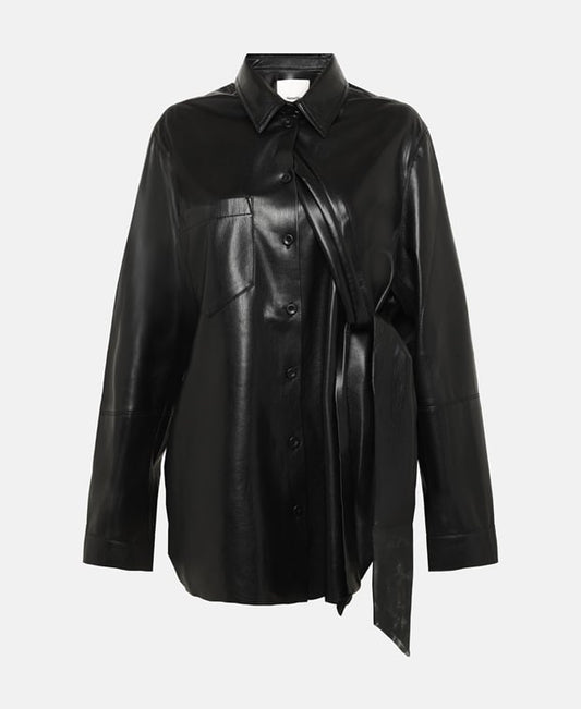 Nanushka Leather-look blouse Black