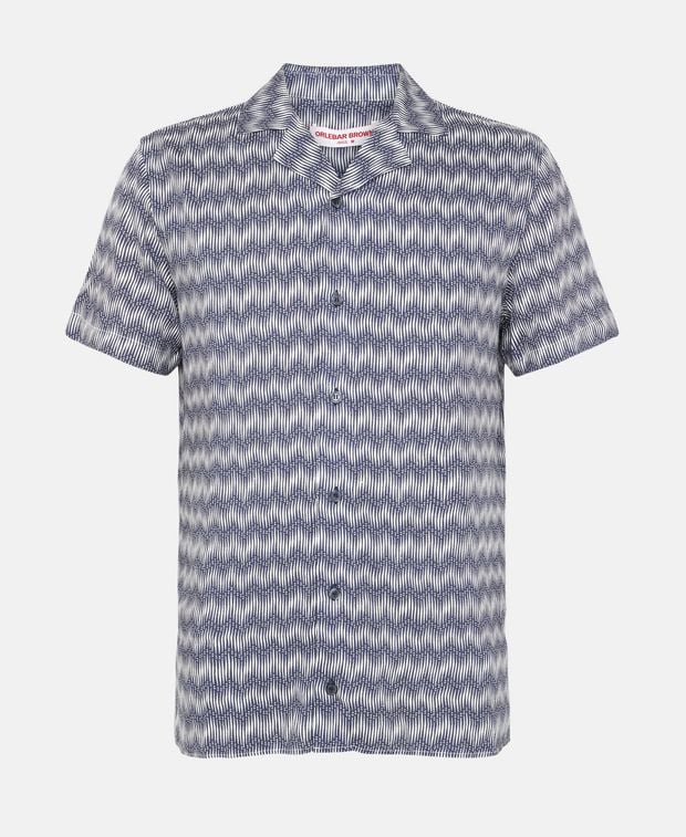 Orlebar Brown Linen-blend short sleeved shirt Blue