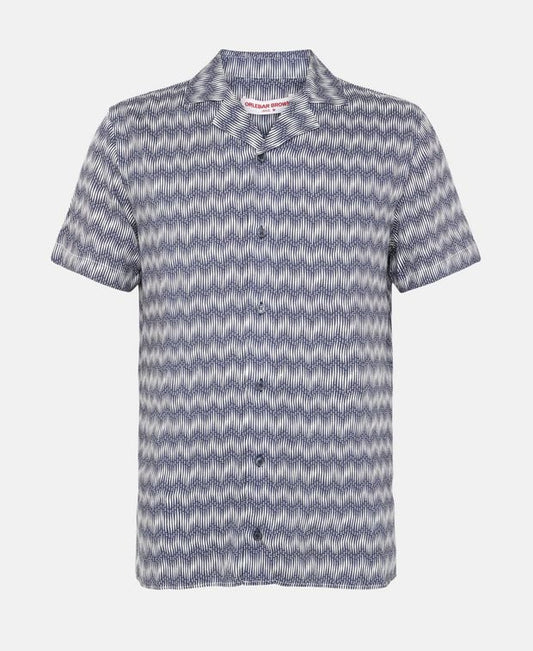 Orlebar Brown Linen-blend short sleeved shirt Blue
