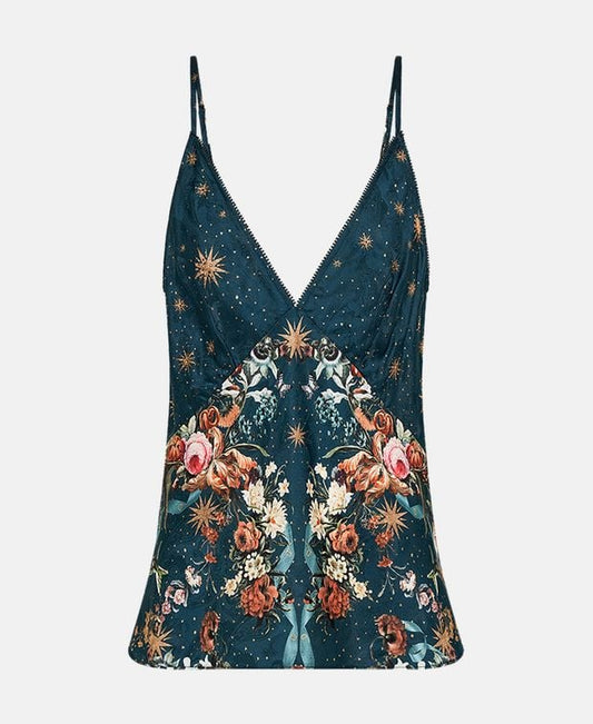 Camilla Silk-blend top Petrol