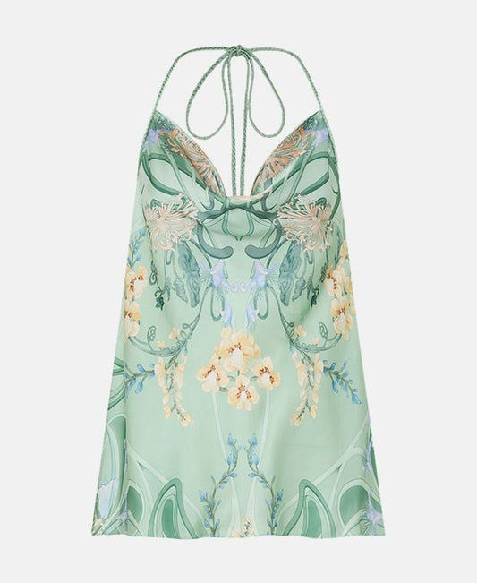 Camilla Silk top Bias Halter