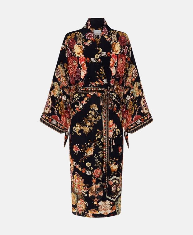 Camilla Silk kimono Black
