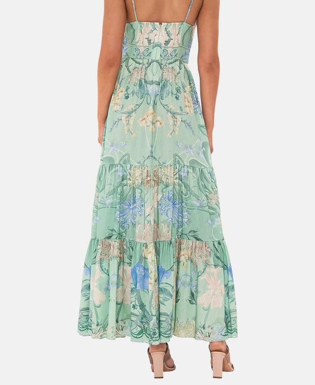 Camilla Linen-blend dress Teal