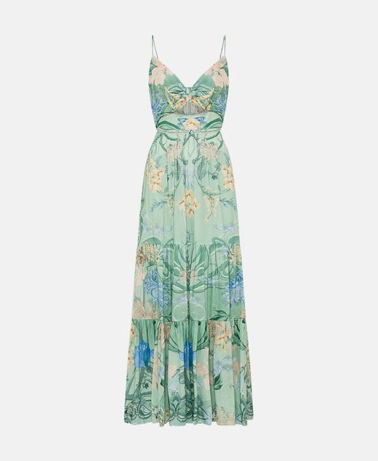 Camilla Linen-blend dress Teal