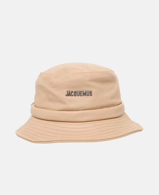 Jacquemus Leather bucket hat Beige