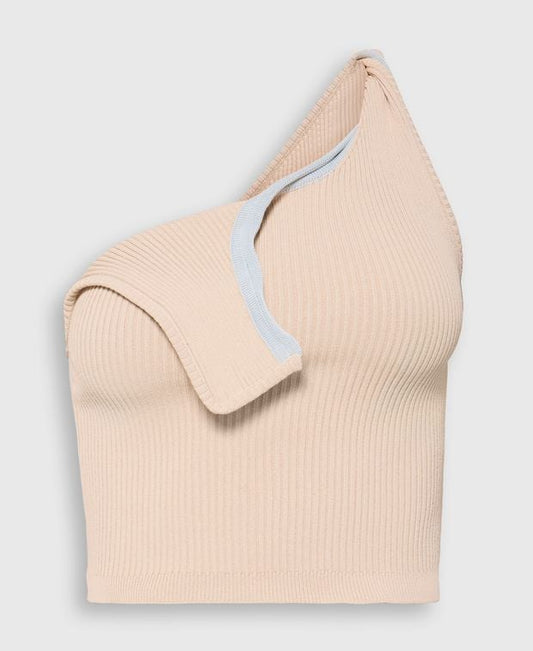 Jacquemus One shoulder top Beige