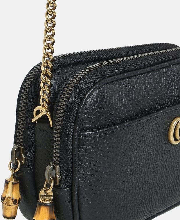 Gucci Bamboo Puller Leather cross body bag Black