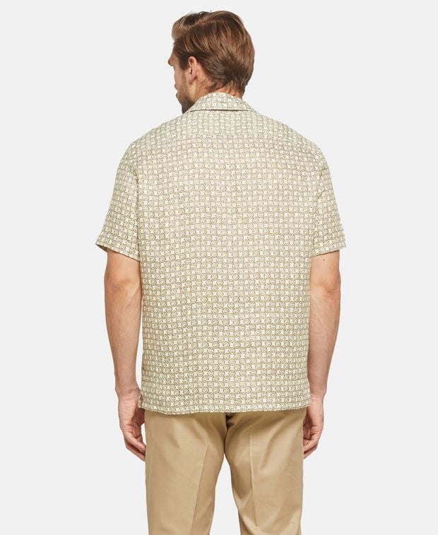 Isaia Short sleeved linen shirt
