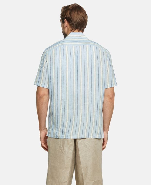 Isaia Short sleeved linen shirt
