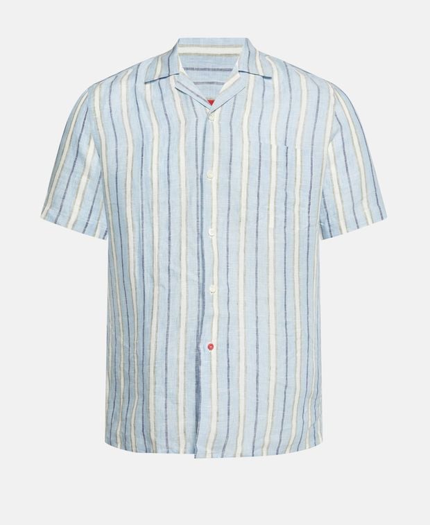 Isaia Short sleeved linen shirt