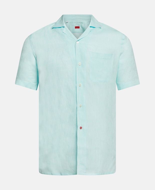 Isaia Short sleeved linen shirt