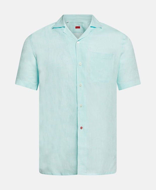 Isaia Short sleeved linen shirt