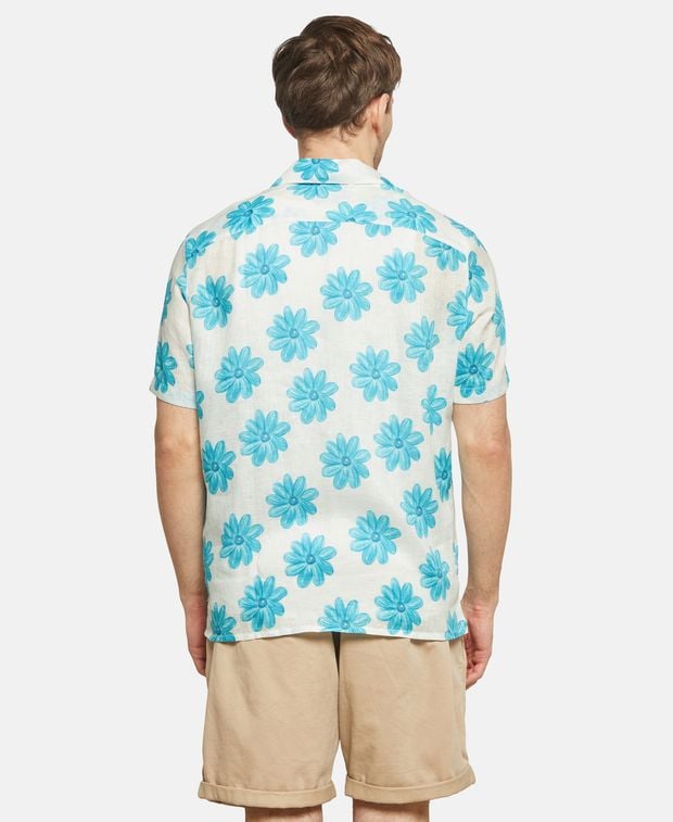 Isaia Short sleeved linen shirt
