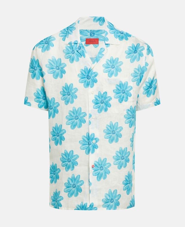 Isaia Short sleeved linen shirt