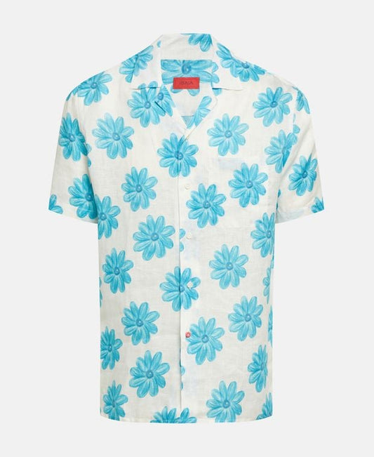 Isaia Short sleeved linen shirt
