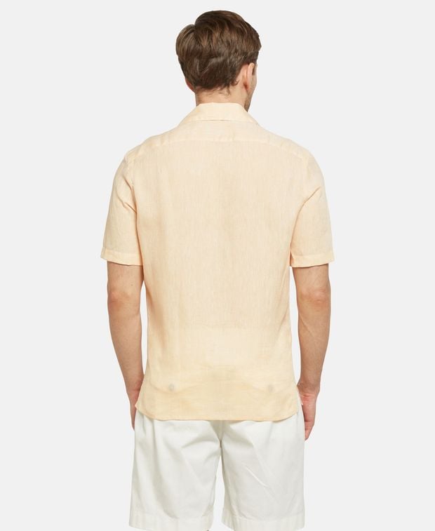 Isaia Short sleeved linen shirt